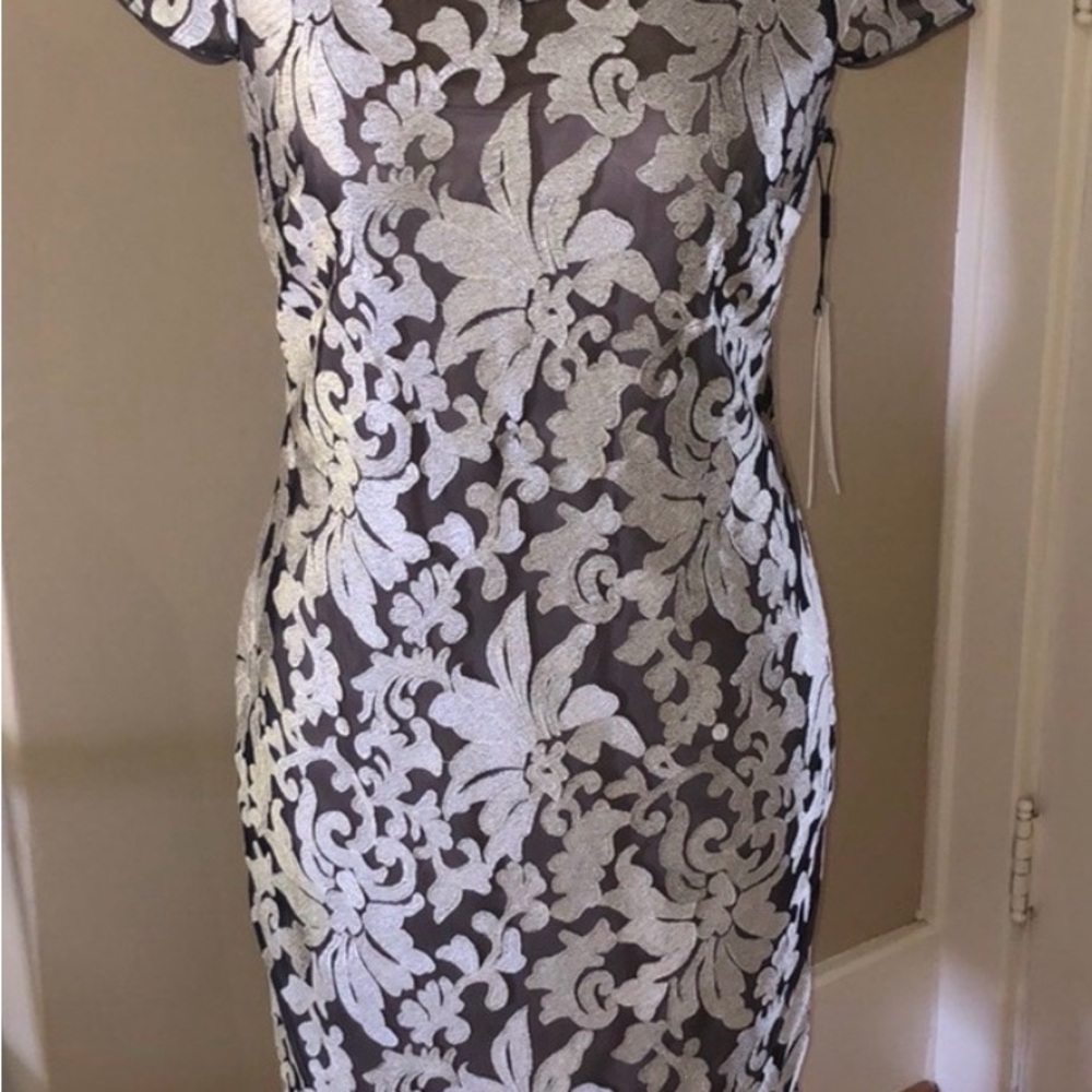 Calvin Klein Black and Silver Midi Dress - Picture 4 of 5
